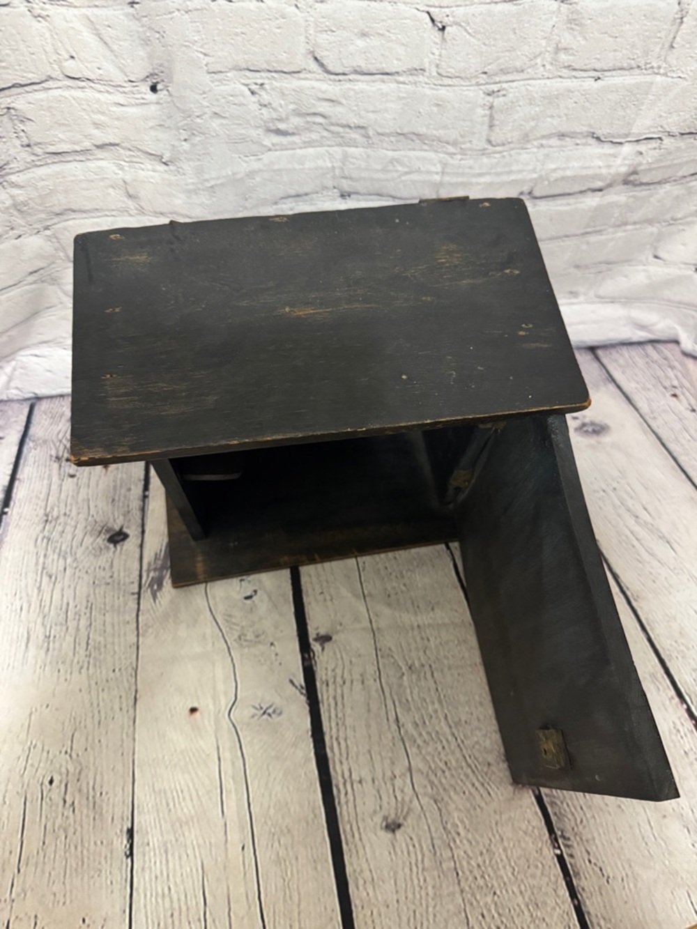 Spiritual Herb Wicken Decorative Black Wooden Cabinet with Copper Accents - Picture 5 of 8